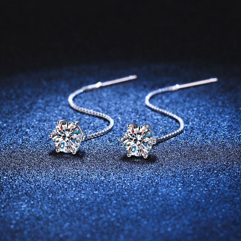 Moissanite Chain Solitaire Earring