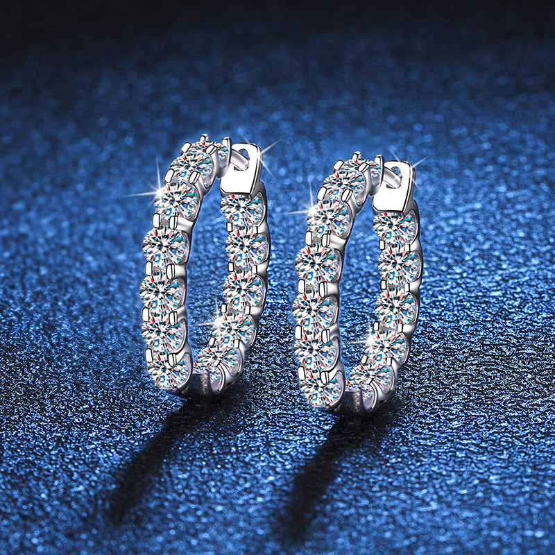 Moissanite Hoop Earring with 12 Stones