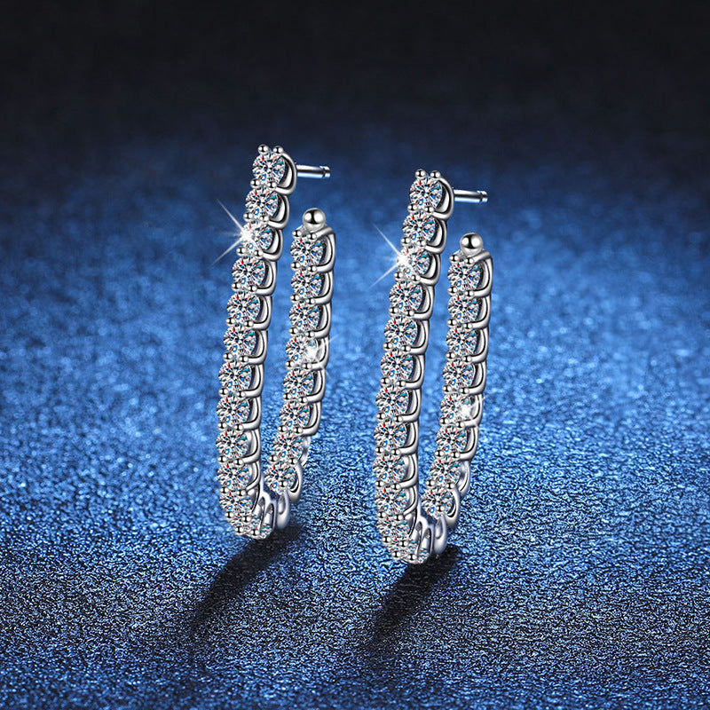 Moissanite Hoop Earring with 22 Stones
