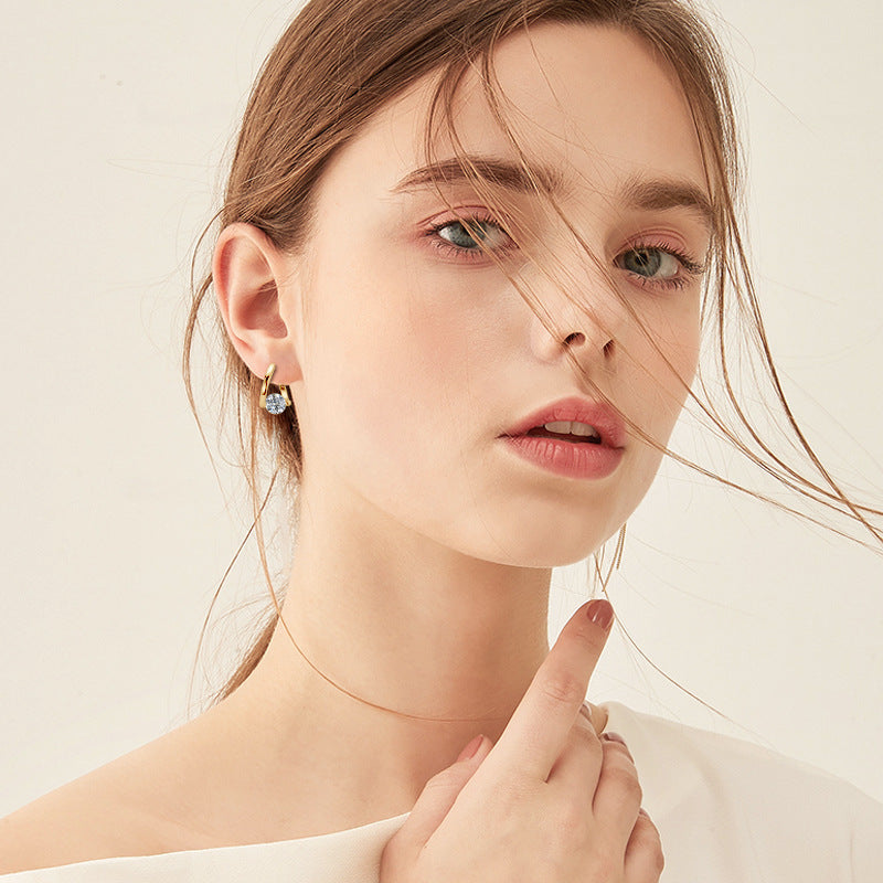 Moissanite Drop Hoop Earring
