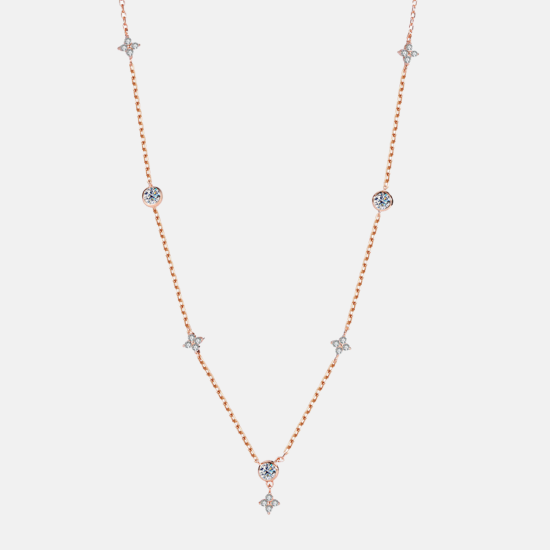 Moissanite Bezel Link Necklace