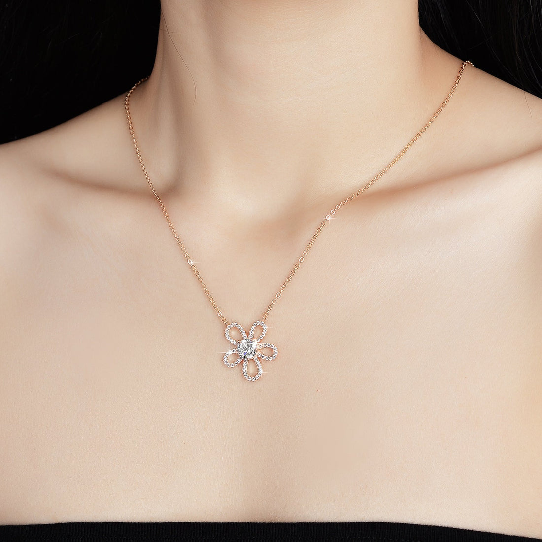 Moissanite Flower Necklace