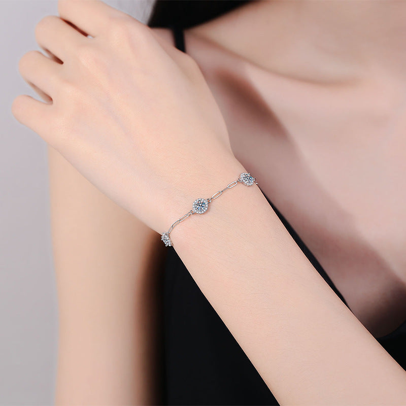 Classic Chain Bracelet with Moissanite and Zirconias