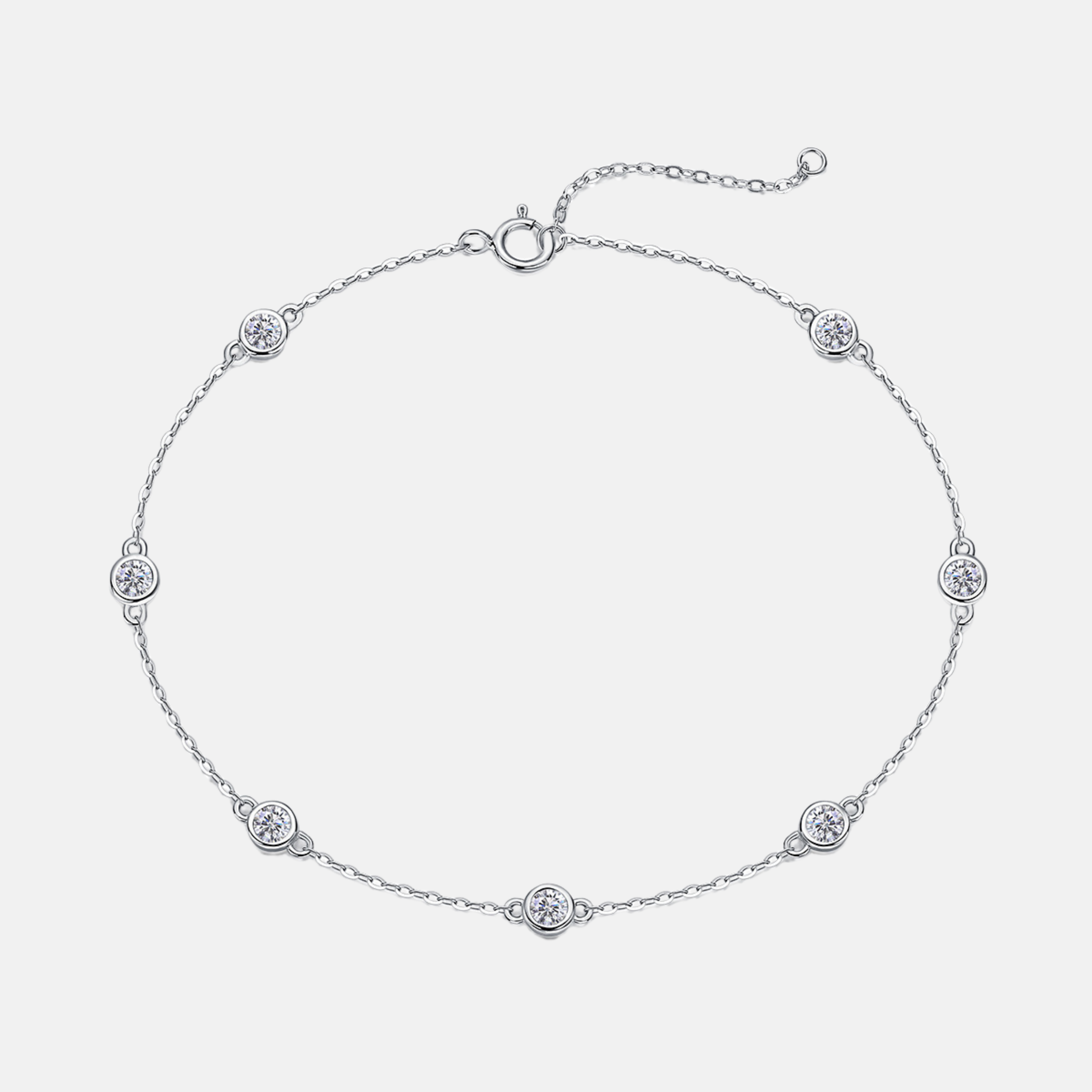 Pulseira Bezel 7 Pedras Moissanite