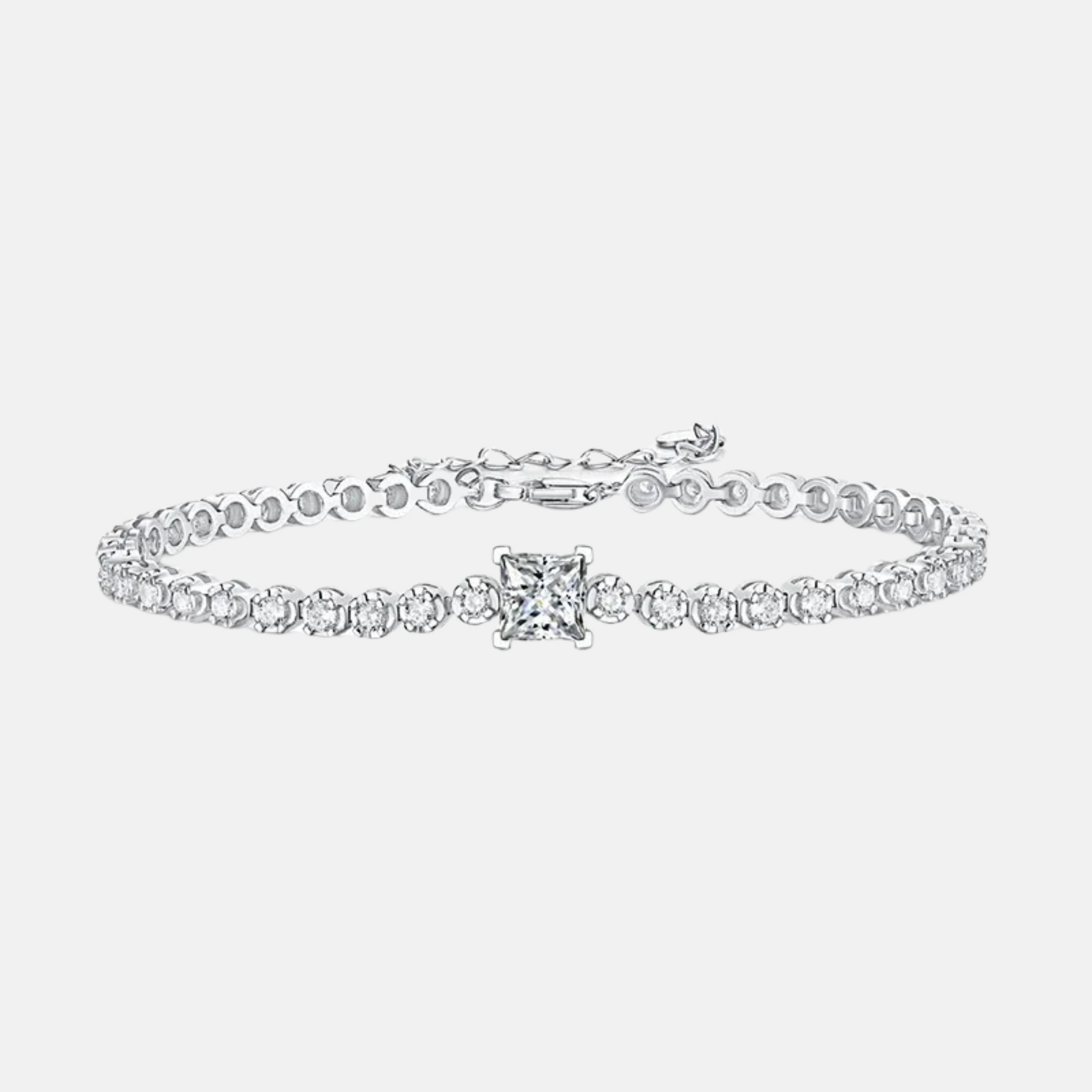 Classic Princess Moissanite and Zircon Bracelet
