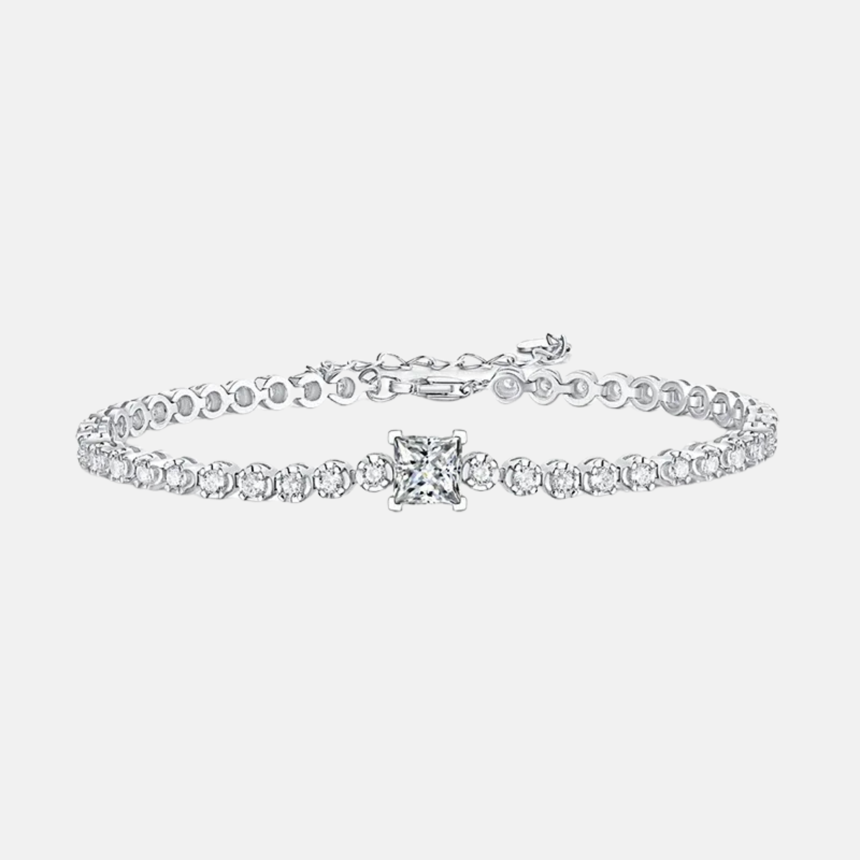 Classic Princess Moissanite and Zircon Bracelet