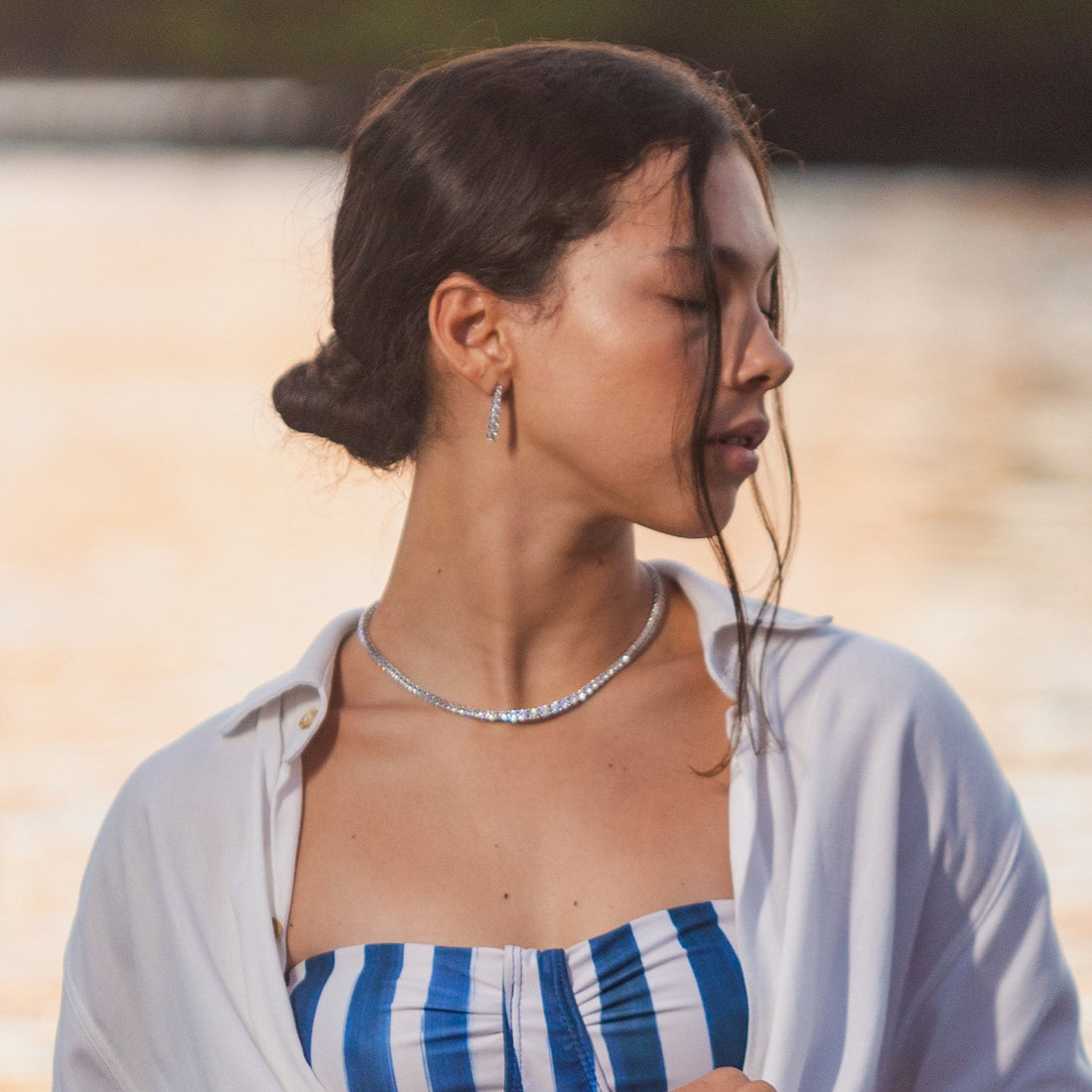 Riviera Crescent Zirconia Necklace