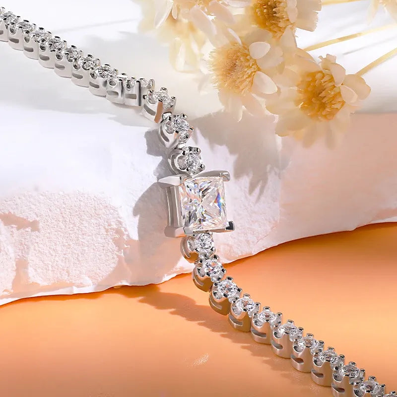 Classic Princess Moissanite and Zircon Bracelet
